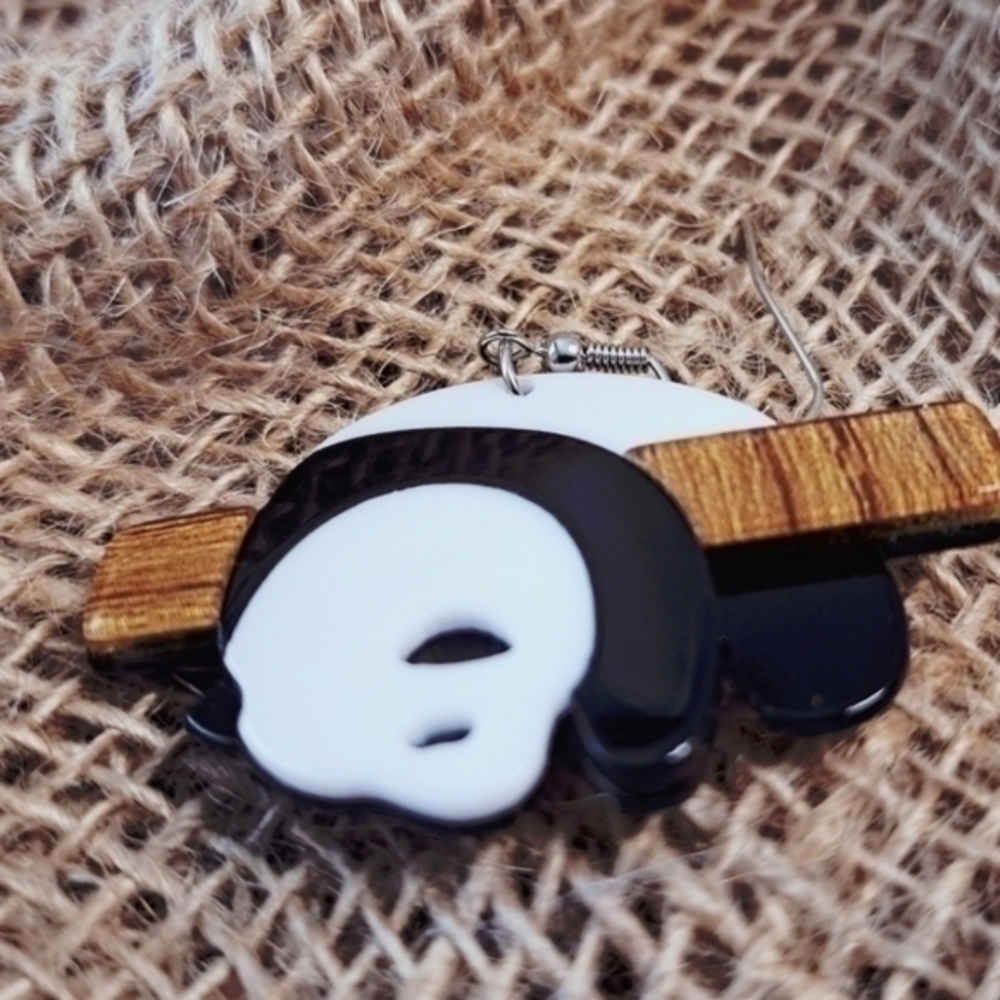 MODCLOTH PANDA "JUST HANGING AROUND" ACRYLIC EARRINGS 1 - Picture 4 of 6